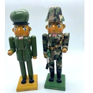 Vintage Military Nutcracker‎ Pair 8” Wood Nutcracker